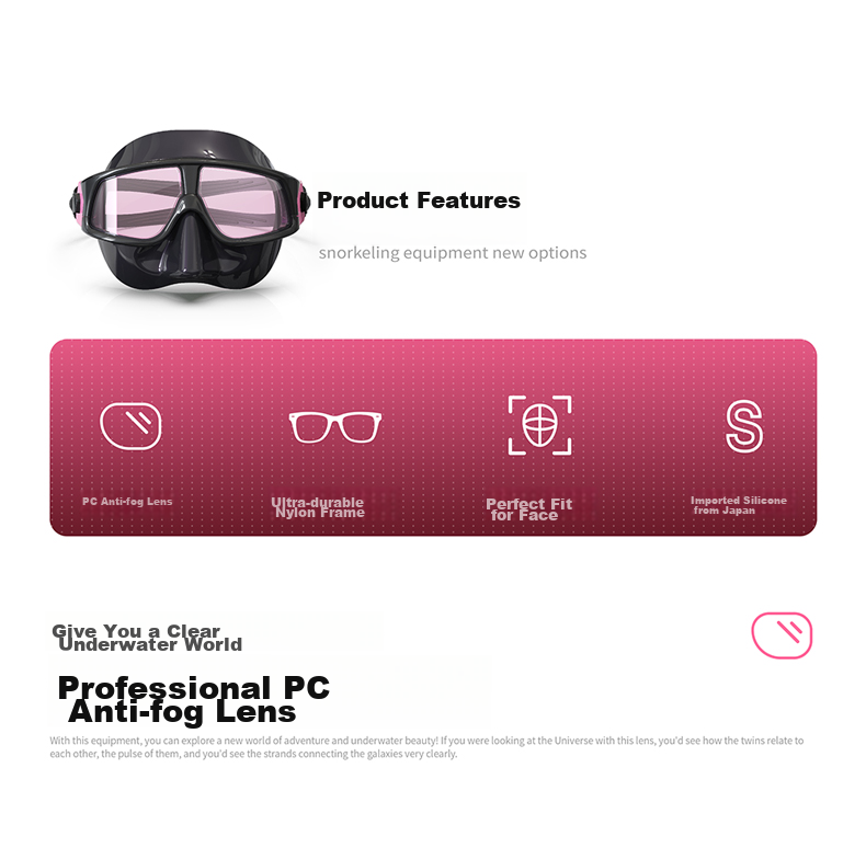 WATERTIME / Shuichuan Diving Mask, Snorkeling Goggles with Integrated Nose Bridge, Swimming Glasses, Anti-Choking Water Equipment, Diving Mask 3