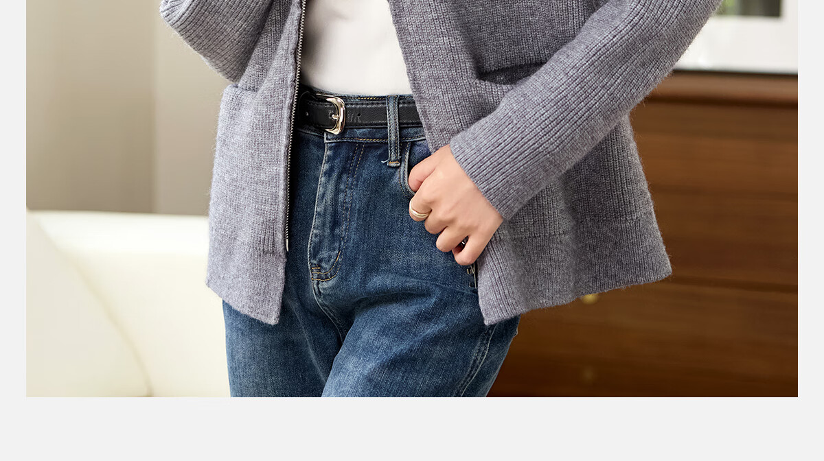 PinCai Women's Knitted Cardigan Autumn Winter Double Zipper Thickened Lapel Sweater Jacket P144Z9019 4