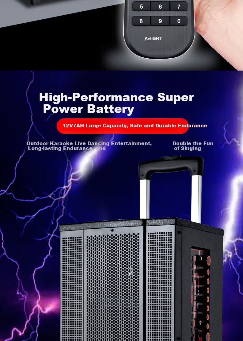 Ailang K52 Square Dance Speaker, Heavy Bass, Home And Outdoor Karaoke, Electric Guitar Folk Acoustic Instrument Speaker, Performance Bluetooth Trolley Speaker with Microphone, 12-Inch 10