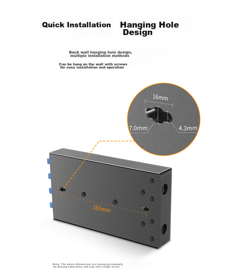BOYANG BY-8SC 8-Port Desktop Fiber Optic Terminal Box Fully Equipped Single-Mode Pigtail Fiber Cable Fusion Splice Box Telecom-Grade Wall-Mounted Extension Box 8