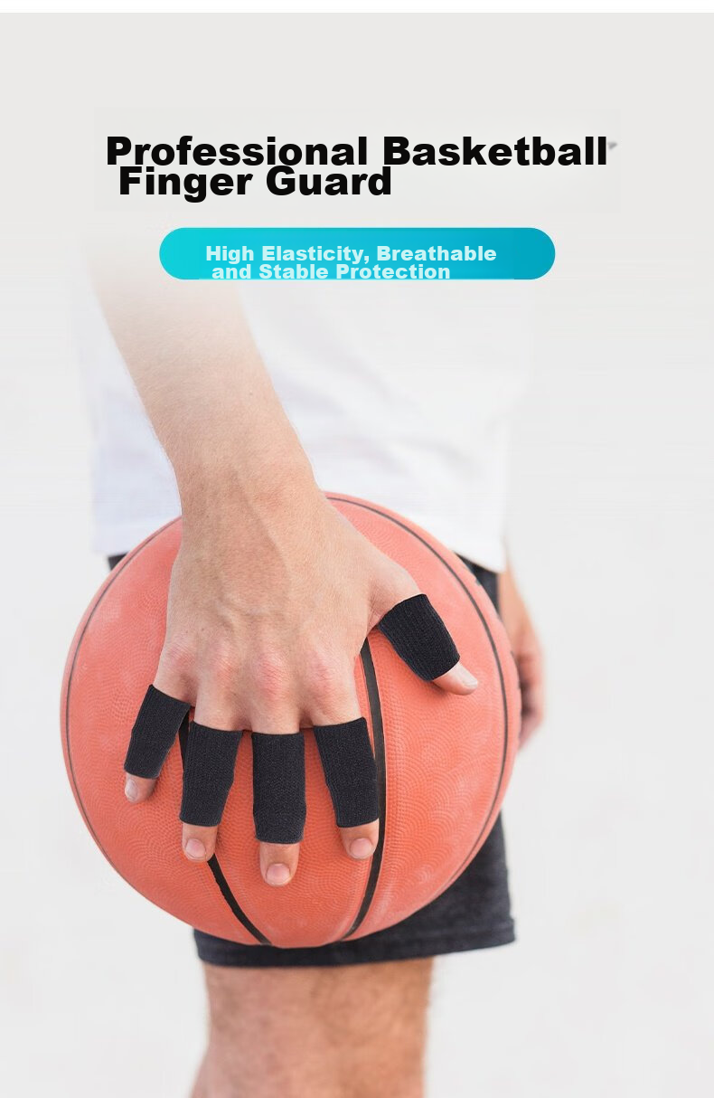 Chidong Basketball Volleyball Finger Joint Protector Anti-Sprain Sports Non-Slip Elastic Bandage Finger Sleeve Black 10-Pack 1