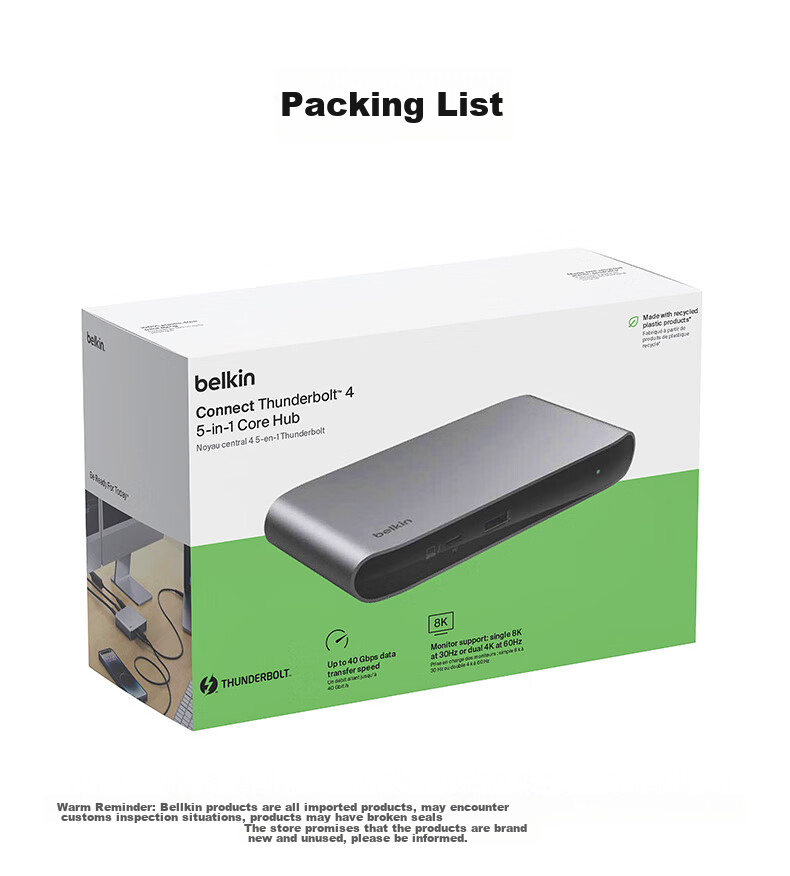 BELKIN Thunderbolt 4 Docking Station, Five-In High-Performance Expansion, Thunderbolt 4 Computer Expansion, 40Gbps Commercial Performance, 140W Power Delivery Charger Expansion Dock INC013 22