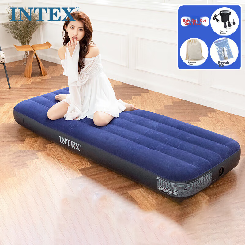 INTEX Inflatable Mattress, Outdoor Camping Air Bed, Home Nap Single Folding Bed, Companion Care Inflatable Bed, 64756