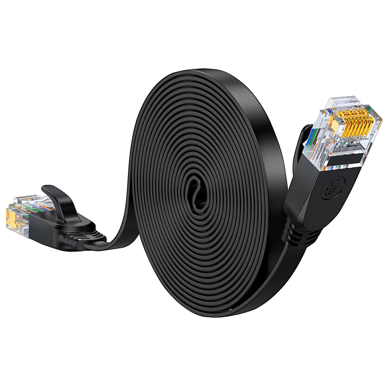 BIAZE CAT6 Flat Ethernet Cable, Gigabit Oxygen-Free Copper Network Cable, Black 25 Meters, Computer/Home/Broadband Network Connection Patch Cord, Compatible with Routers