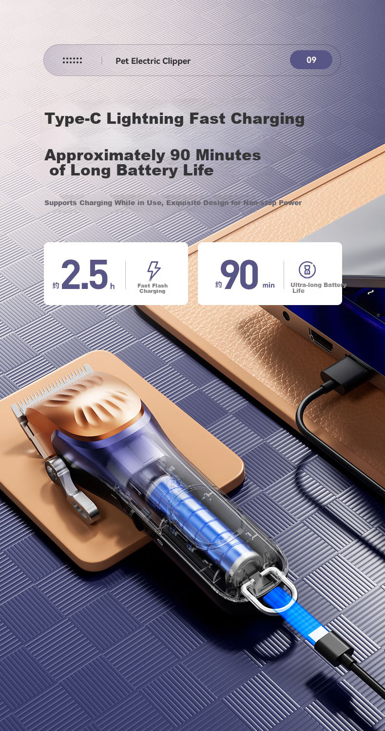 Qiman Pet Hair Clipper, Dog Grooming Tool, Pet Trimmer, Golden Retriever Hair Trimmer, Large Dog Hair Clipper, Electric Trimmer for Pet Shops [With Pet Comb Included] 11