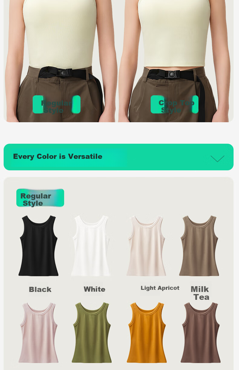 Jianyun Modal Cotton Tank Top for Women, Short Inner Wear Undershirt, Thin Underwear, Ribbed Crop Top, Can Be Worn As Outerwear, Summer Seaso 9