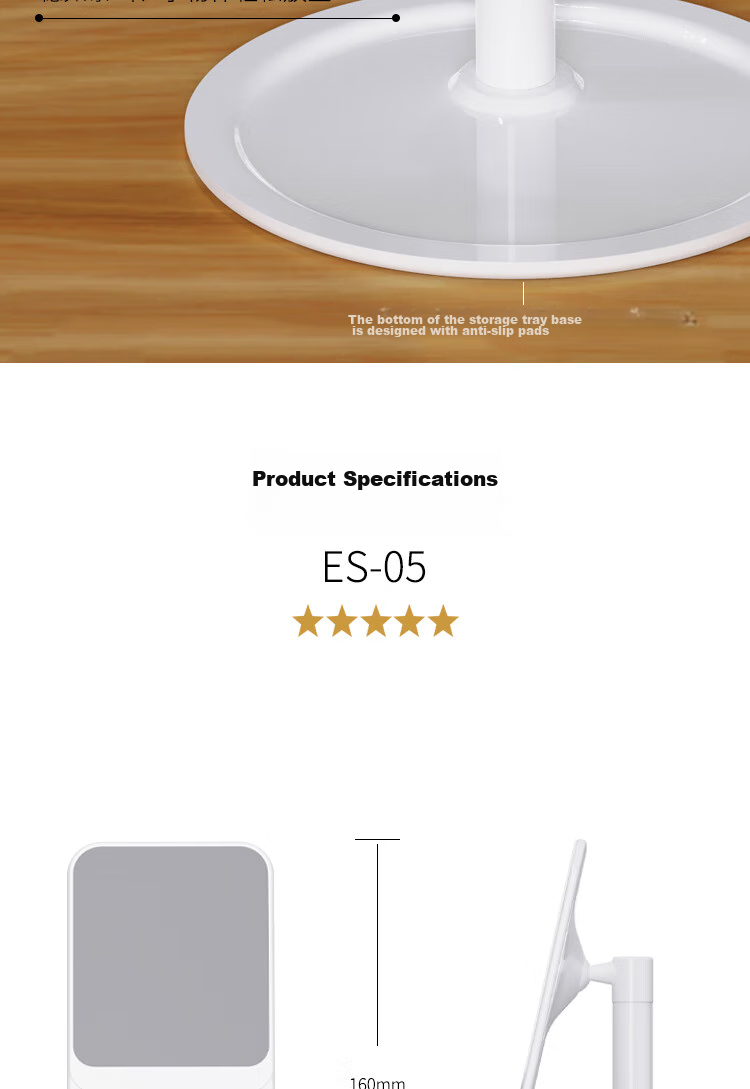 ESCASE Phone Stand Desktop, Lazy Stand Bedside Tablet Support Riser for Live Streaming, Internet Celebrity, TV Watching, Office Use, Portable Universal Apple Android Phone ES-05S Silver White 3