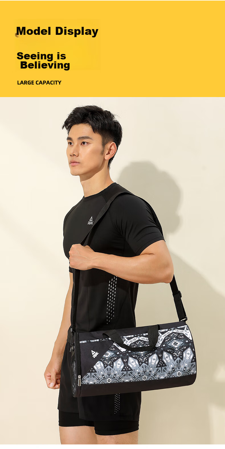 PEAK Swimming Fitness Dry-Wet Separation Bag, 20L, for Men And Women, Adult Handbag, Shoulder Bag, Casual Bag, Single-Shoulder Tote Sports Bag, Pink 14