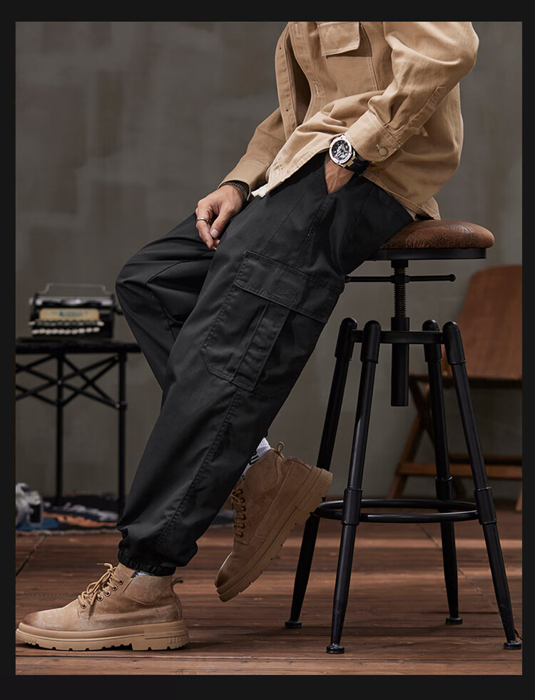 Dingfengbaoluo Casual Pants for Men, Summer Heavyweight Trendy Brand, Loose-Fitting Joggers, Fashionable Versatile Athletic Sweatpants, K602 Black 2XL 24