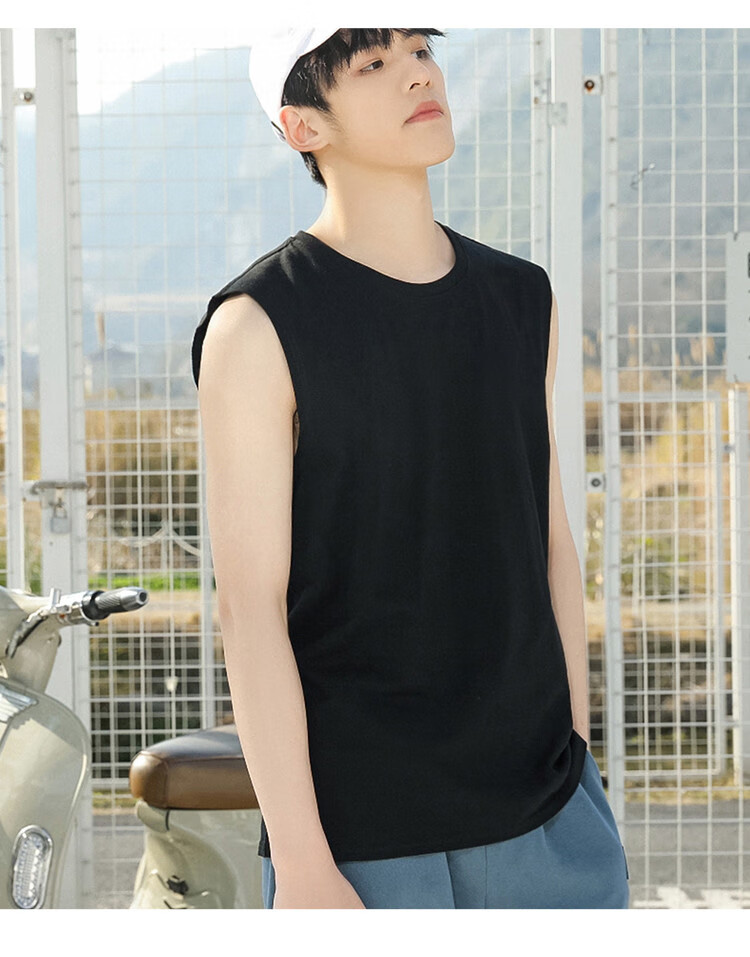 I'M DAVID Men's Sports Tank Top, Summer Round Neck Sleeveless Ice Silk Hong Kong Style Casual Solid Color Top T-Shirt for Men, White, L 5