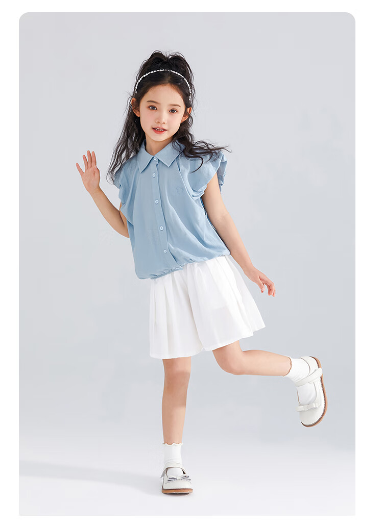 QQ DUCK Children's Clothing, Girls' Summer Shorts, Wide-Fit Youth Wear, Versatile, White Color; Size 140 15