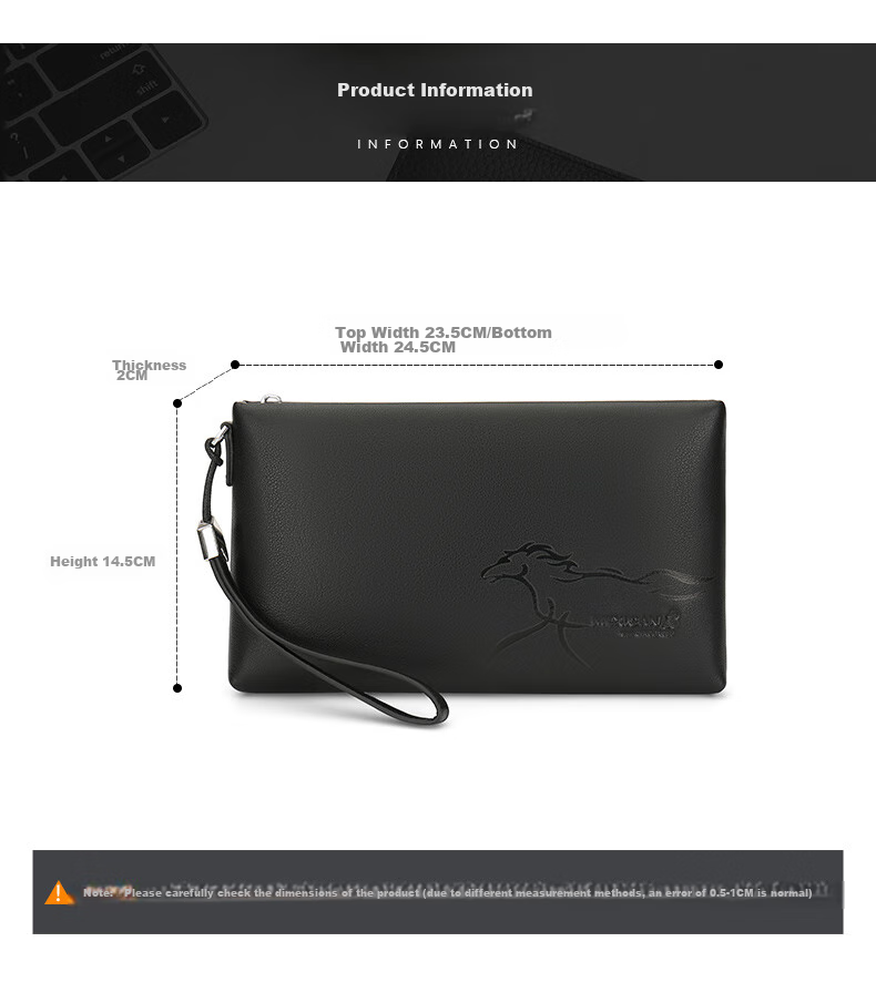 MEXICAN Men's Clutch, Top-Grain Leather Handbag, Multi-Card Slots, Zipper Envelope Bag, Wallet Clip, Birthday Gift for Me 10