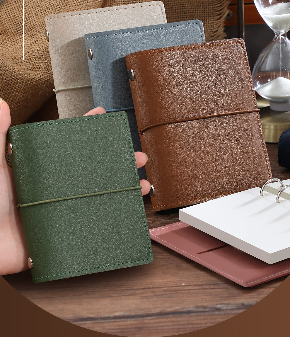 Faramon Loose-Leaf Notebook M5 Detachable Blank Notebook, High-Quality Soft Leather Journal, Portable Diary for Travel And Stamping, Bean Paste Red 2