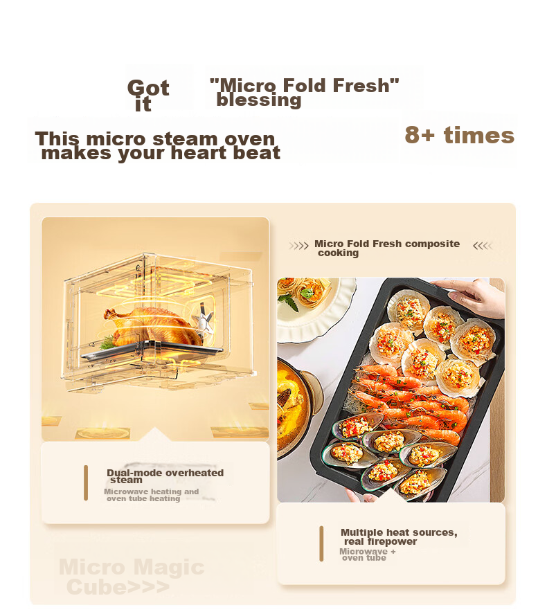 CASDON Microwave Oven Combo Steamer, Baked, Microwave, Steamed And Fried All-In Machine, 32L Large Capacity Ceramic Inner Pot with Membrane, High Definition Color Screen Touch Control B8 2