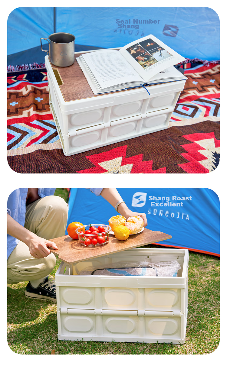 Suncojia Camping Multi-Functional Storage Box, Foldable Car Trunk Organizer with Wheels for Outdoor Picnics And Travel 7