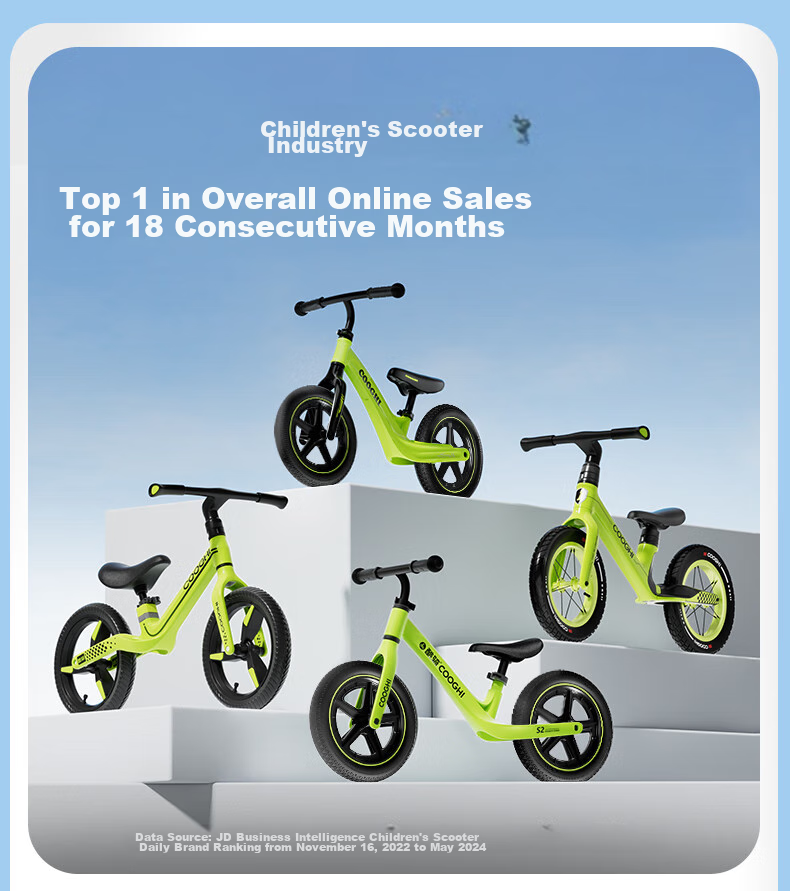 COOGHI Children's Balance Bike for Ages 3-8, Toddler Scooter, 14-Inch Lightweight Frame, Big Kids' Leisure Inflatable Wheel S4 Kuqi 5