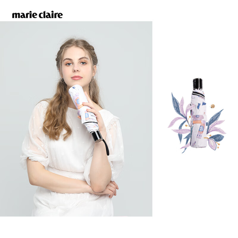 MARIE CLAIRE Зонт женский от солнца и дождя, складной, черный гель, защита от УФ, 8 ребер