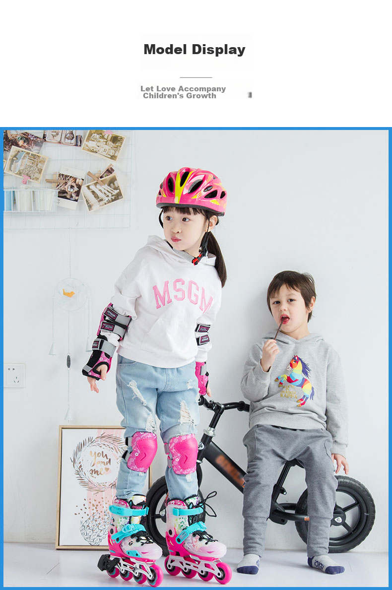 Migao Roller Skates for Children, Inline Skates for Boys And Girls, Flat Skate Shoes, Complete Set with Adjustable Straight Wheels S7 Pink Set Size M 17