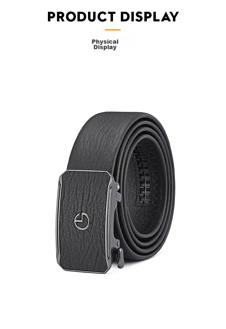 Goldlion Men's Belt, Top-Grain Leather, Automatic Buckle, Fashionable Business Trouser Belt, Gift Box, Birthday Present 9