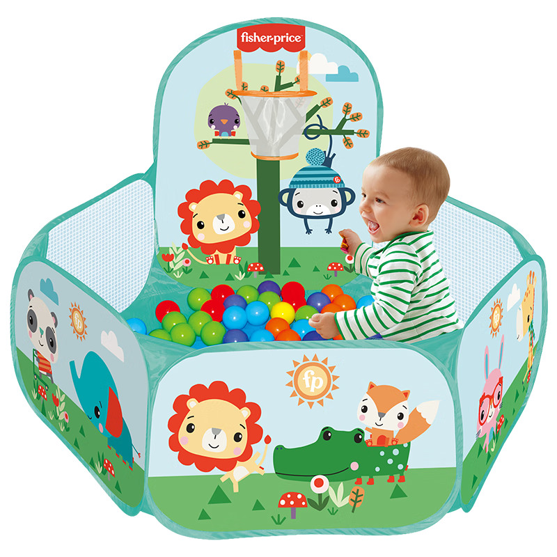 Fisher-Price Children's Ocean Ball Pool Toy, Baby Playpen Fence (With 30 Ocean Balls), Birthday Gift Present