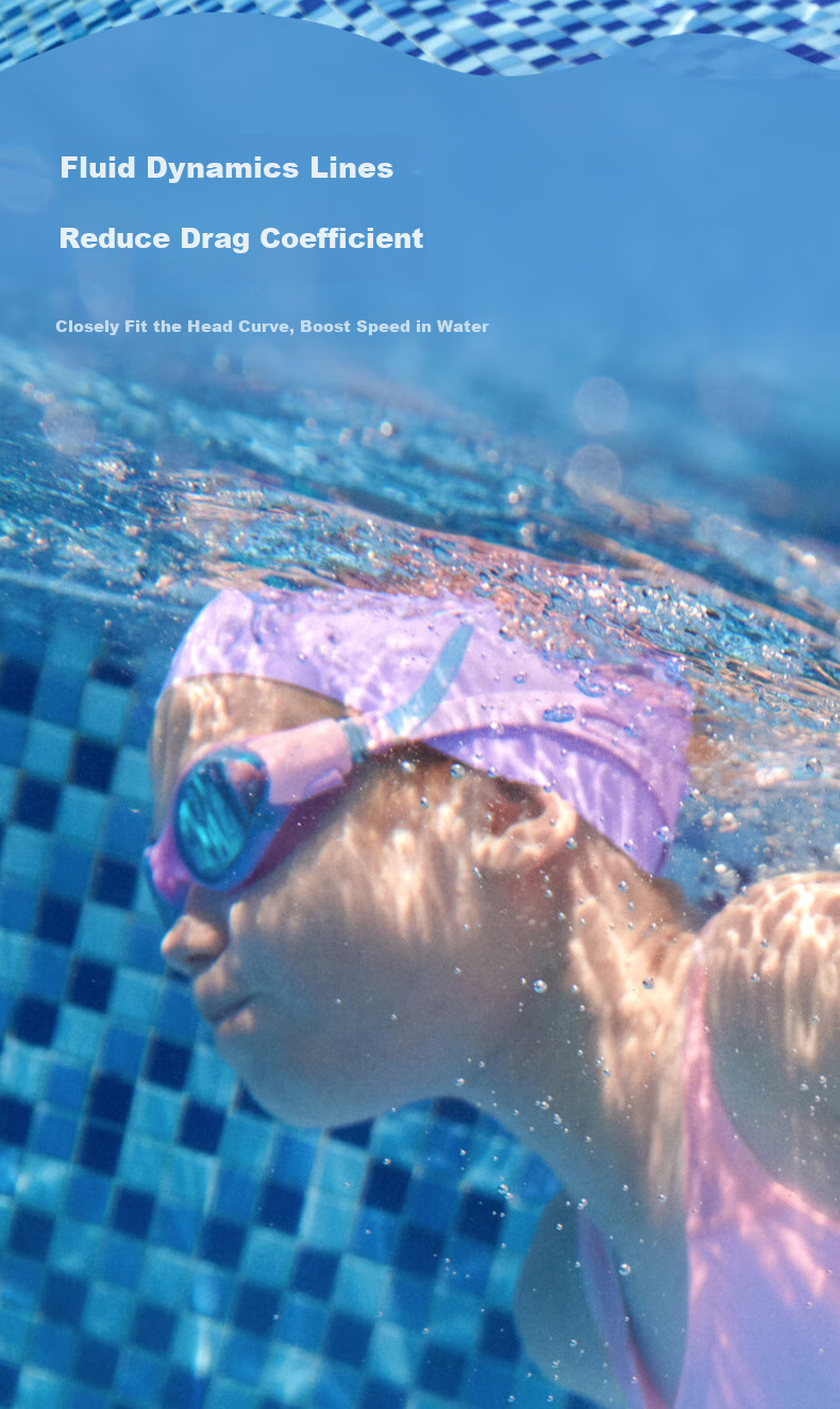 Speedo × Moody Tiger Collaboration Pool Training Series, Tight-Fitting Silicone Swim Cap for Children, Lavender Color 5