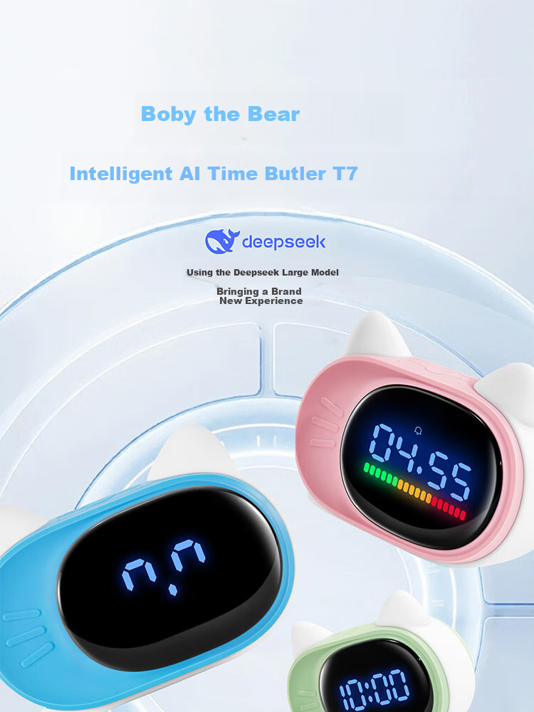 Boby [Pink] Boby Smart Alarm Clock T7, Multifunctional Voice-Controlled Time Management Device, Rechargeable Student Cartoon Alarm Clock Gift for Back-To Seaso 1