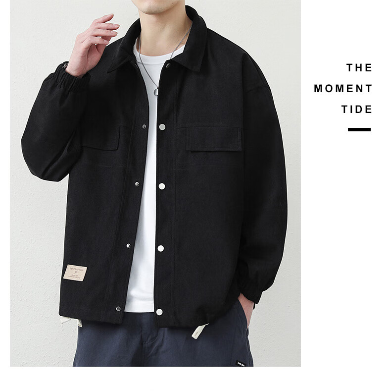 Dingfengbaoluo Men's Jacket, Summer Casual Versatile Lapel Loose Trendy Workwear Retro Coat, 2303 Khaki Color M 16