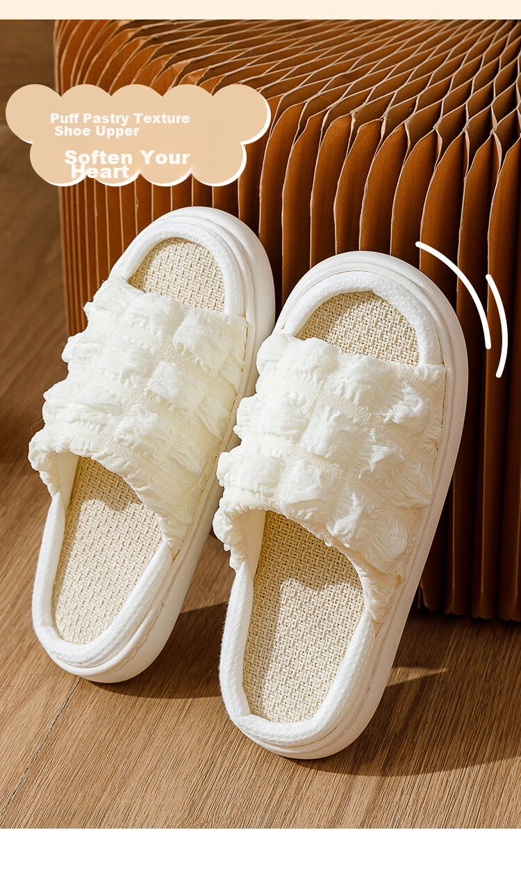 Langsha Linen Slippers for Women, Outdoor Wear, Internet Celebrity Style, 2023 Home Thick-Soled Versatile Non-Slip Cute Household Cotton And Linen Slippers for Wome 8