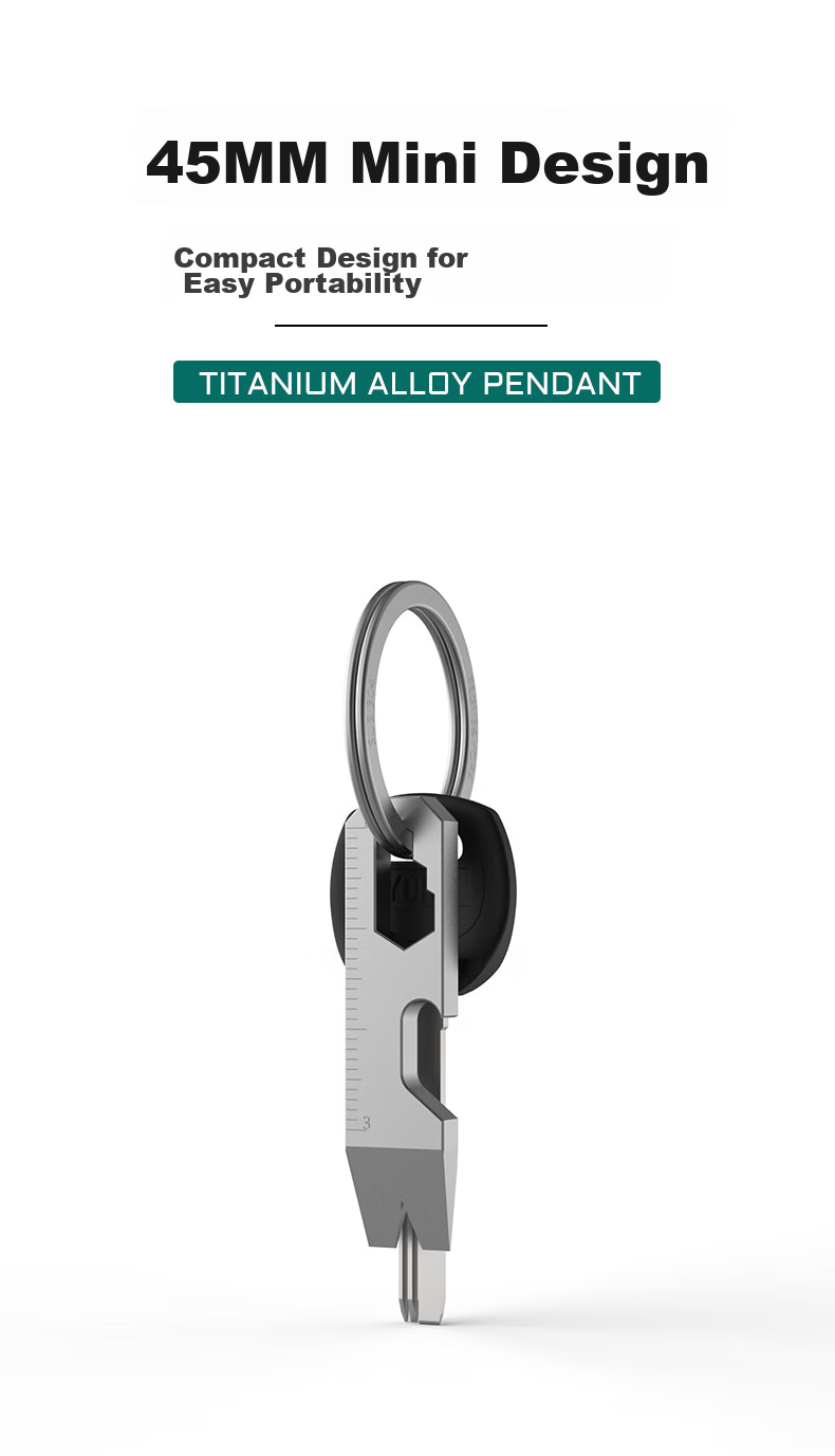 YORA Titanium Alloy Keychain Pendant, Pry Bar, Mini Multifunctional Bottle Opener, Wrench, Package Opener, Small Tool, EDC 6