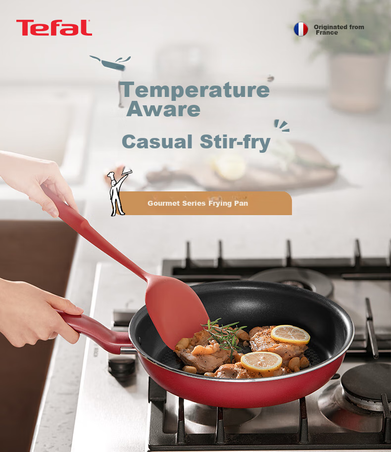 Tefal Non-Stick Frying Pan for Home Use, Steak Pan with Titanium Coating, Low Smoke, Suitable for Induction And Gas Stoves, 28cm 5