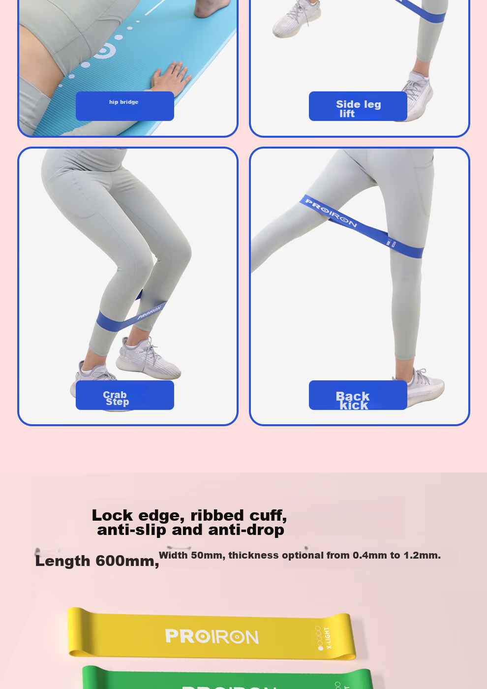 PROIRON Puli'ai Yoga Leg Exercises Resistance Band for Men And Women, Elastic Loop Leg Resistance Band, Black 50 Pounds 9