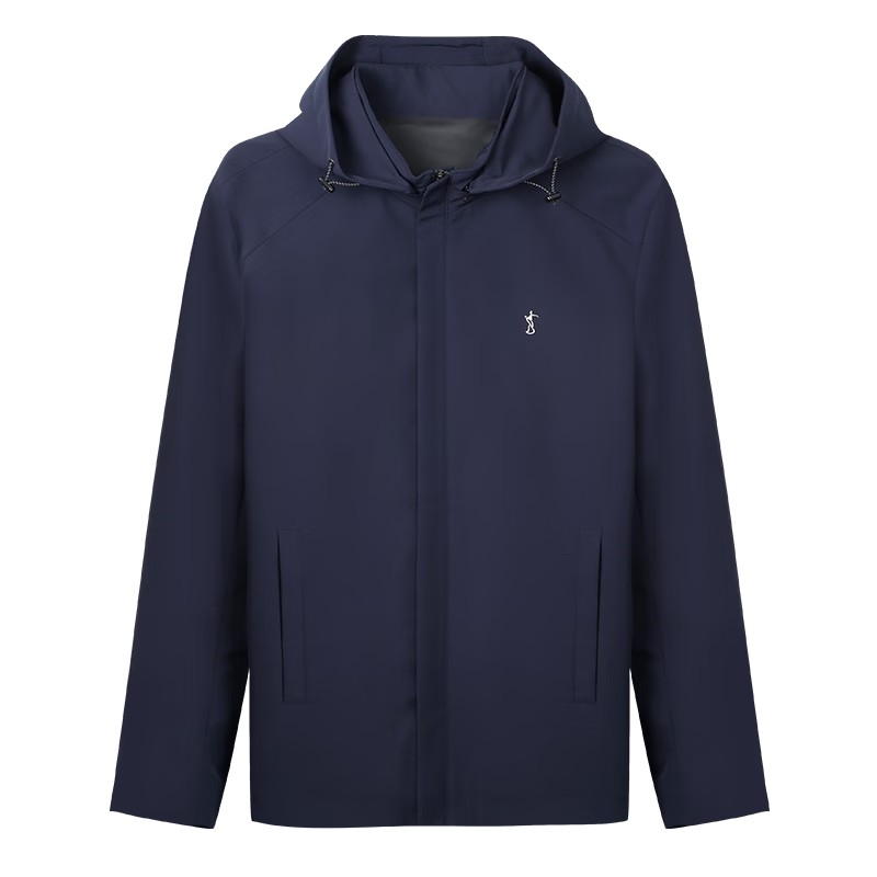 TRIES Men's Jacket, Spring 2025 New Outdoor Hooded Drawstring Embroidered Top, Casual Versatile Cardiga