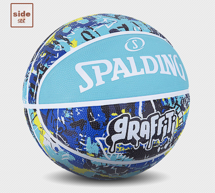 SPALDING Cool Graffiti Rubber Wear-Resistant Outdoor Size 7 Basketball 84-373Y Blue 7