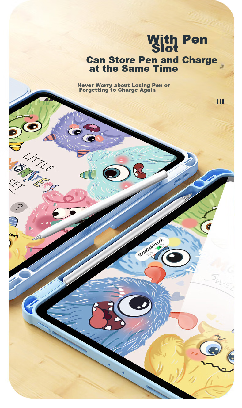 Asiwa Protective Case for Huawei MatePad Pro 12.2, Compatible with 2025/2024 Models, 12.2-Inch Tablet with Pencil Holder, 360-Degree Rotating, Horizontal And Vertical Support, Cartoon Anti-Drop And Anti-Bend Design, Tri-Fold Style 8