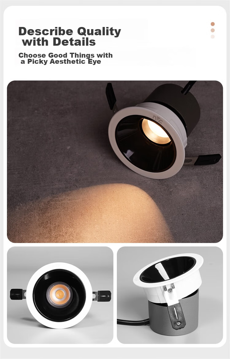 NVC LED Spotlight, Living Room Hallway Background Recessed Anti-Glare Small Hill Aluminum Material, 7W Tri-Color White Cup [Lianhua] 14