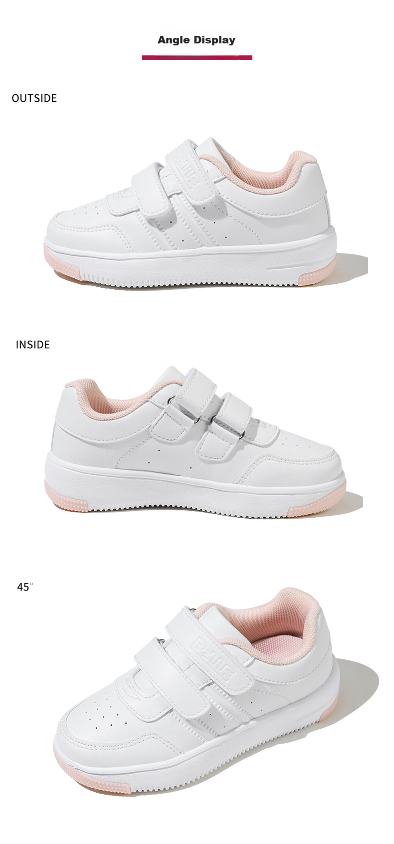 Belle Children's Shoes, Kids' Sneakers, White Shoes for Boys And Girls, Breathable Sports Shoes, Spring And Autumn School Casual Shoes, White Color, Size 37 14