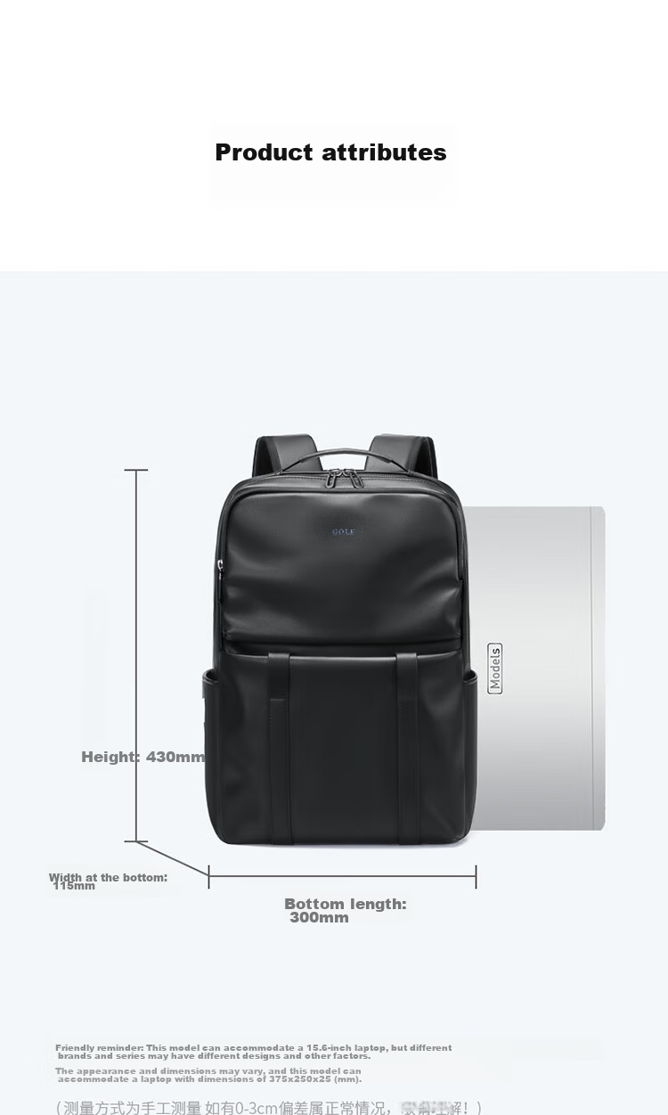 GOLF Backpack for Men, Soft Leather 15.6-Inch Laptop Bag, Large Capacity Commuter Business Travel Bag, Student Schoolbag for Wome 15