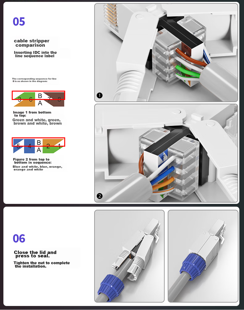 CNCOB Category 7 Ethernet Cable Toolless RJ45 Connector, Engineering Grade CAT7 10 Gigabit Network Toolless RJ45 Connector, 1 Piece, CN-8002 14