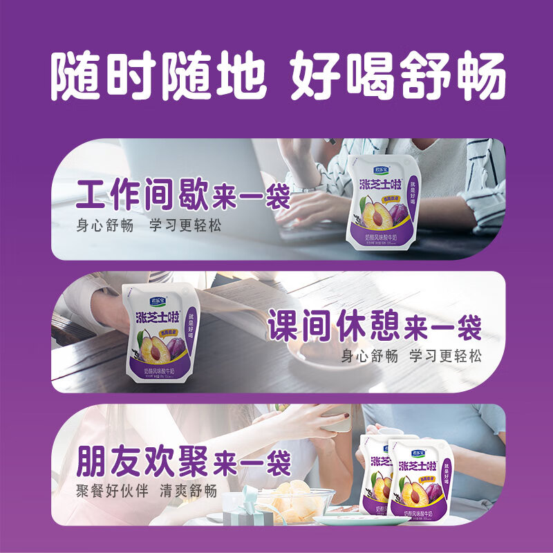 君乐宝 涨芝士啦西梅紫米 180g*10壶 低温生鲜 奶酪风味酸牛奶