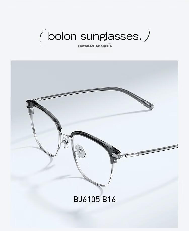 BOLON Eyeglasses, Lightweight Business Versatile Browline Frame, D-Shaped Optical Frame, Can Be Fitted with Prescription Lenses, Myopia Glasses Frame BJ6105B90 4