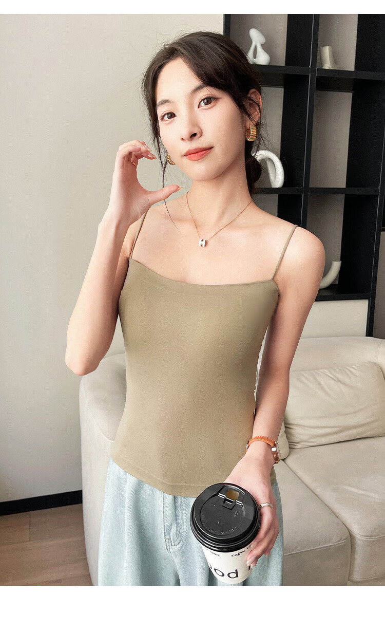 Hengyuanxiang [One-Piece Camisole Bra] Women's Vest, Beautiful Back Design, Inner Wear, Solid Color Undershirt with Built-In Pads, Suitable for Outerwear 16