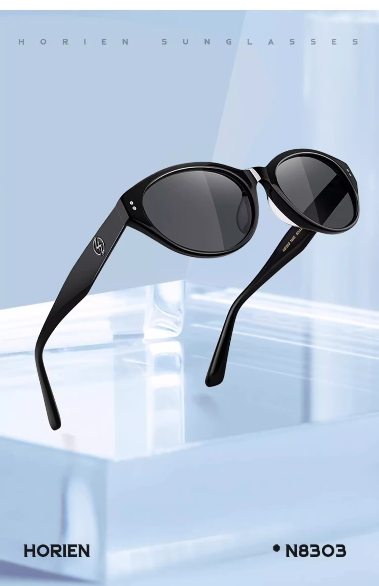 HORIEN Cat Eye Sunglasses, New Style for Men And Women, UV Protection, Sun Protection, Oval Frame, Trendy Small Frame, Retro Glasses 5