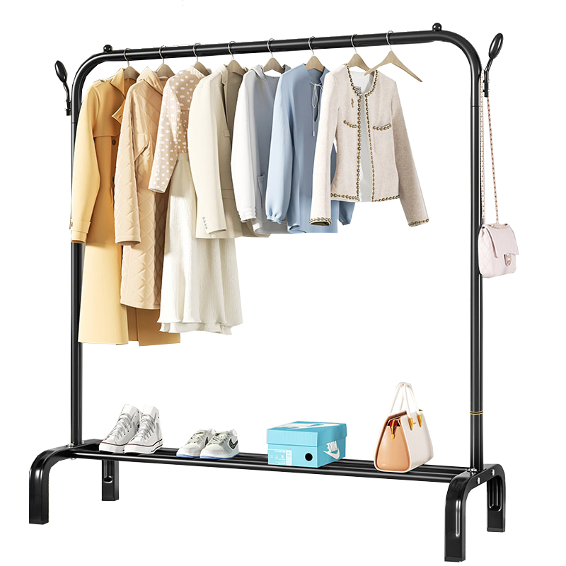 Huakaizhixing Clothes Drying Rack, Floor-Standing Clothes Hanger, Indoor Clothes Rack, Balcony And Bedroom Drying Rack, YJ98 Black, 1.3 Meters