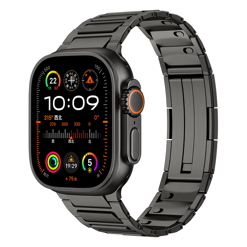 BHO Apple Watch Band Compatible with S11/Ultra3, Stainless Steel I-Beam Pattern Quick-Release Metal Link Strap for iWatch S10/9/8/7/SE3