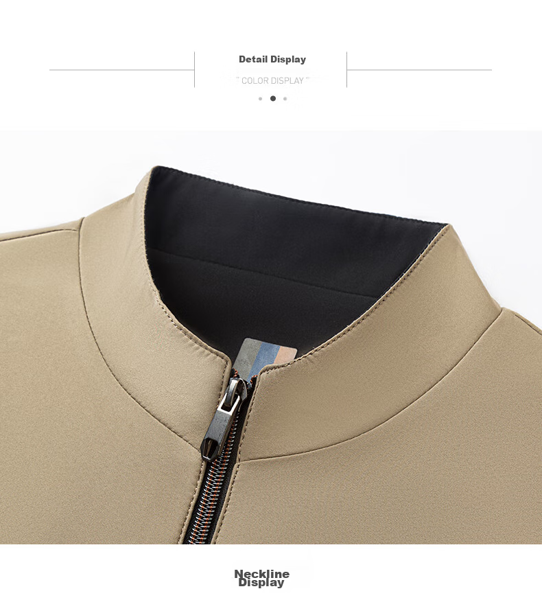 Baocaiyang Middle-Aged Dad Casual Jacket for Men, Spring And Autumn Stand-Up Collar Cadre Uniform Outerwear, Middle-Aged And Elderly Men's Clothing 17