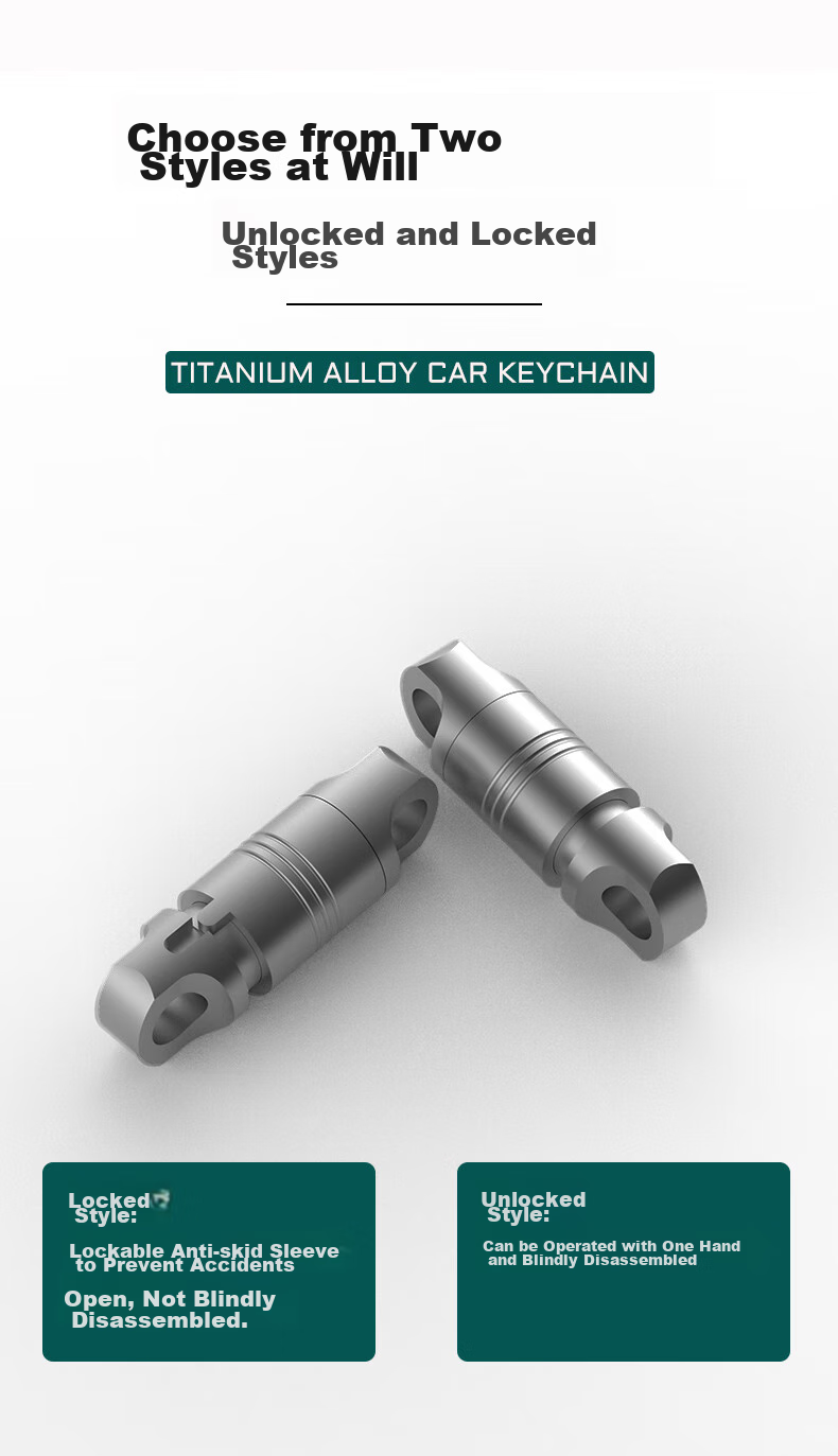 YORA Titanium Alloy Quick-Release Keychain, Detachable Key Ring, Car Clip, Universal Joint Push-Pull Buckle / with Lock 5