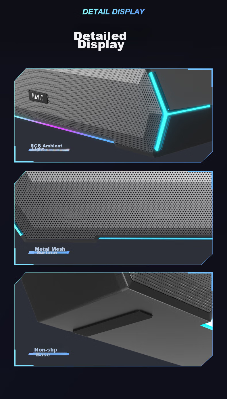 Havit Computer Speakers, Bluetooth Speaker, Desktop Home Laptop Host USB Long Bar Speaker, Online Class Mini Subwoofer External Speaker, M19 Microphone Versio 16