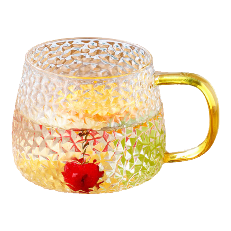 Fuguang Glass Cup, Hammered Pattern Cup for Home Use, Tea Infuser Mug, Heat-Resistant Teacup, Water Cup, Milk Cup, Juice Cup, Beer Mug