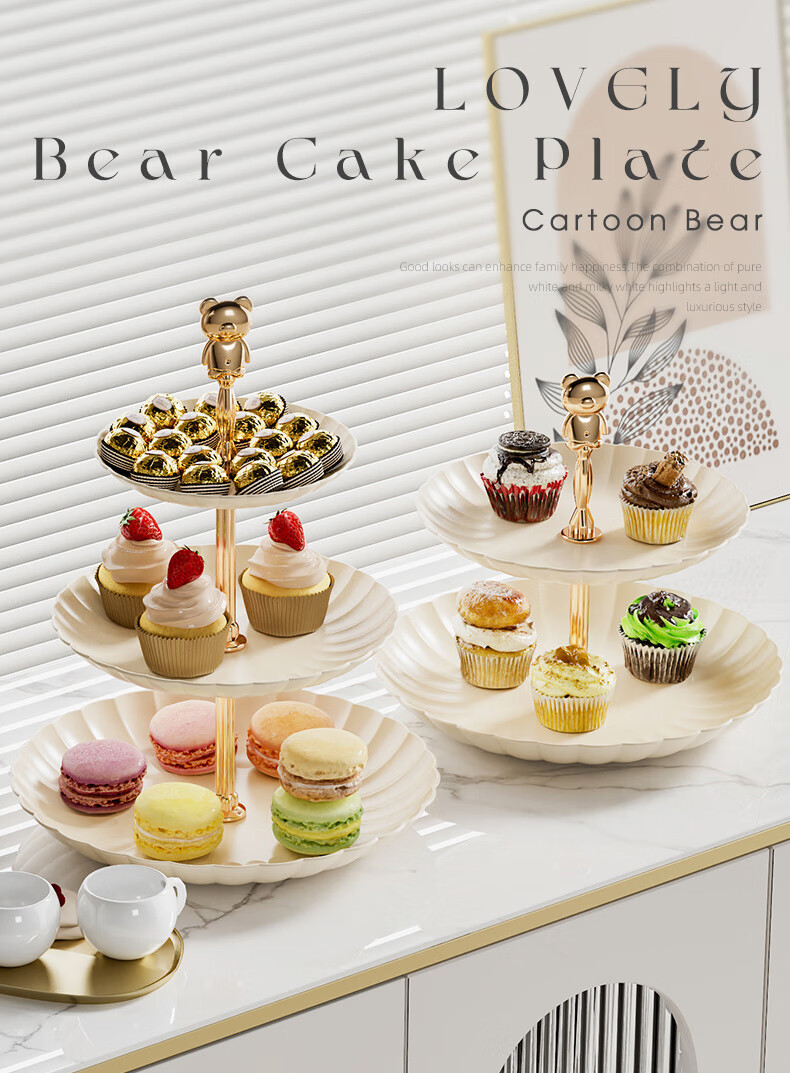 YIJUKE [3-Tier] Luxury Fruit Plate, Living Room Coffee Table Snack Tray, Candy Dish, Dried Fruit And Pastry Stand, Dessert Serving Tray 6