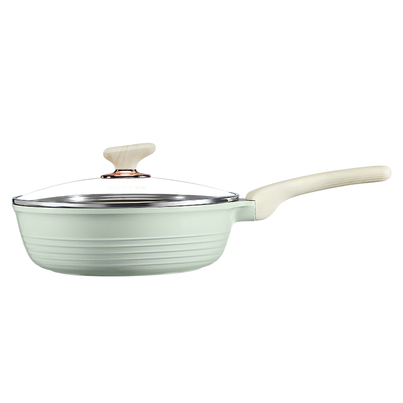 COOKER KING Non-Stick Frying Pan with Ceramic Exterior, Clean Cooking Surface, Flat Bottom Pan, Deep Oil-Gathering Skillet, Steak Pan with Titanium Coating, 28cm
